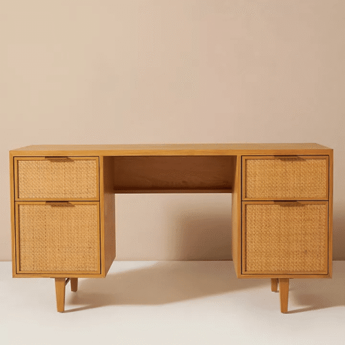 Cane and Oak Desk