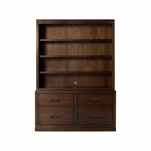 Wooden Bookcase with File Storage
