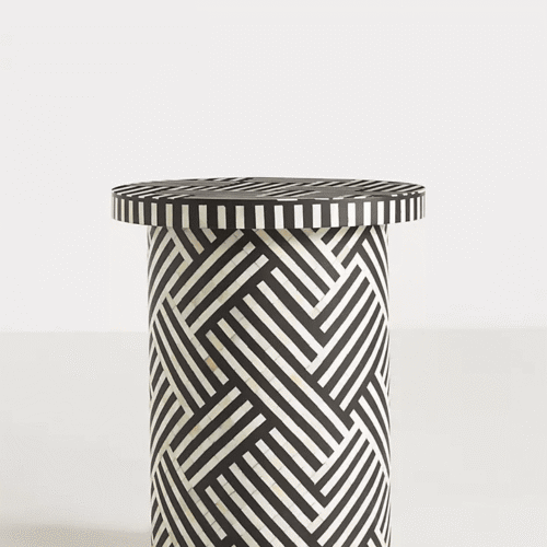 Striped Bone Inlay Side Table