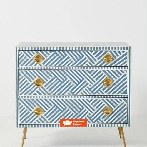 Optical Design Bone Inlay Chest of 3 Drawers