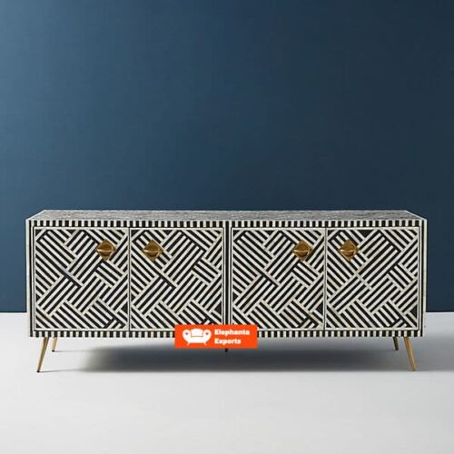 Striped Bone Inlay Media Console