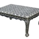 Geometric Bone Inlay Coffee Table in Black