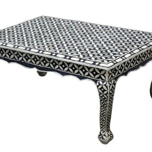 Geometric Bone Inlay Coffee Table in Black