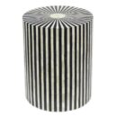 Striped Bone Inlay Drum / Stool / Side Table in Black