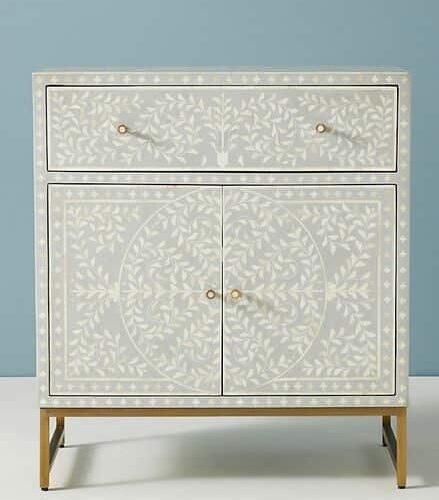 Intertwine Bone Inlay Cabinet in Grey