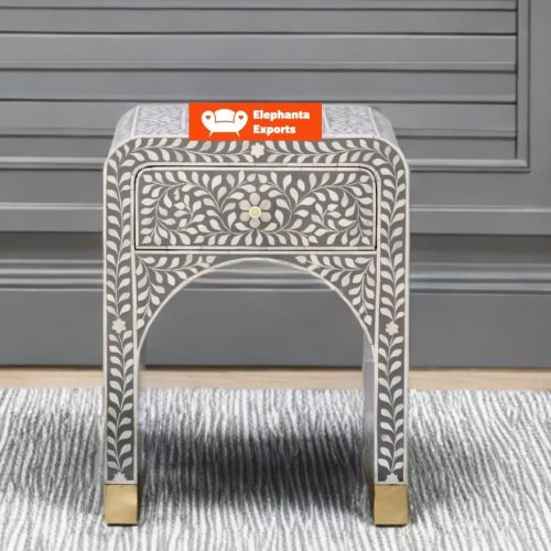 Trisha Bone Inlay Bedside Waterfall Floral Grey