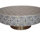 Spider Bone Inlay Coffee Table in Grey with Brass Polished Base
