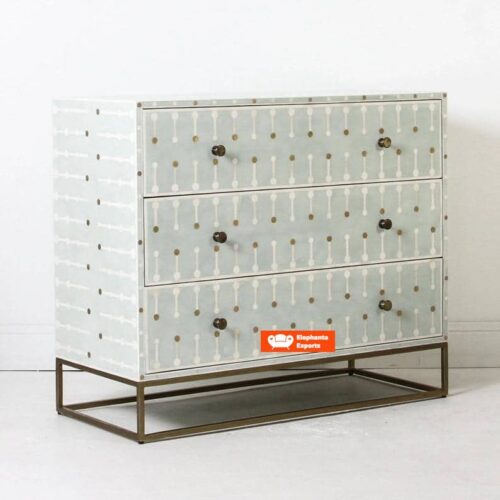 Sprout Design Bone Inlay Chest of 3 Drawers in Mint Green