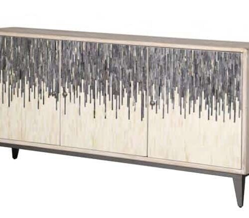 Bone Inlay Sideboard Textured In Grey and White