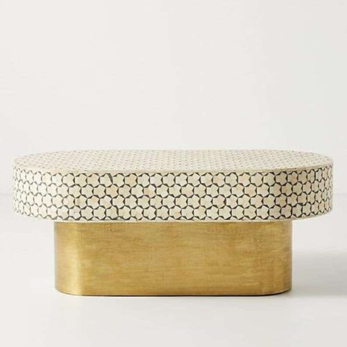 Targua Bone Inlay Coffee Table Oval