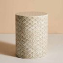 Bone Inlay Fish Scale Stool / Drum in Brown