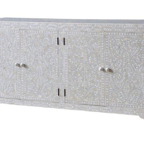 Floral Bone Inlay Sideboard in Grey