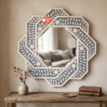 Octagonal Floral Bone Inlay Wall Mirror from Elephanta Exports
