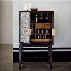 Striped Black Bar Cabinet