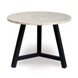Bone Inlay Dining Table Geometric Grey Tripod Base